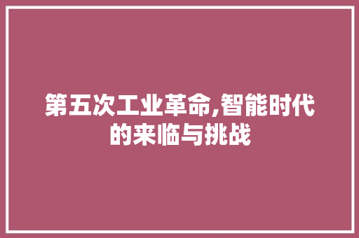 第五次工业革命,智能时代的来临与挑战
