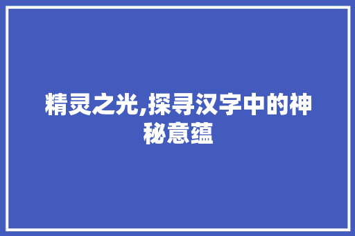 精灵之光,探寻汉字中的神秘意蕴 工作类