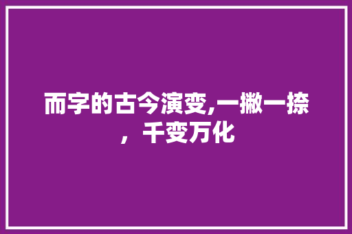 而字的古今演变,一撇一捺，千变万化