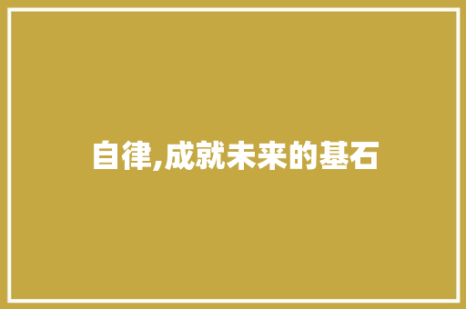 自律,成就未来的基石