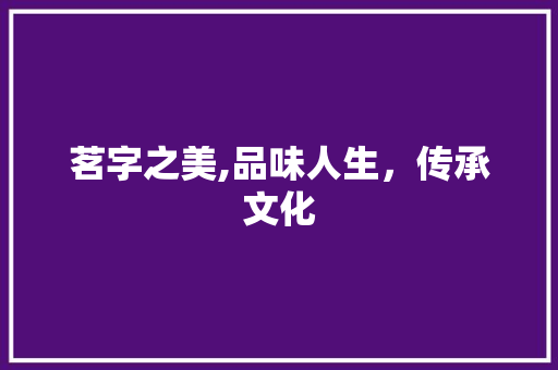 茗字之美,品味人生，传承文化 生活类