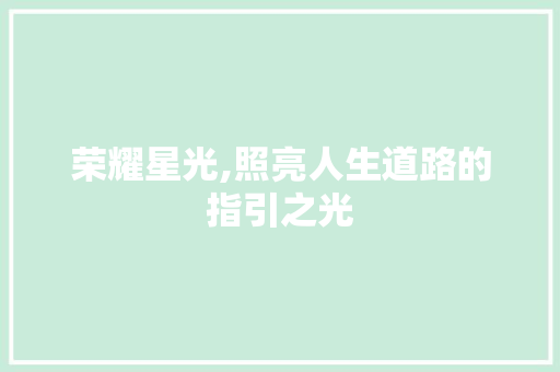 荣耀星光,照亮人生道路的指引之光