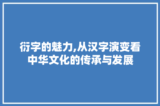 衍字的魅力,从汉字演变看中华文化的传承与发展