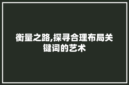 衡量之路,探寻合理布局关键词的艺术