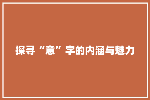 探寻“意”字的内涵与魅力 工作总结