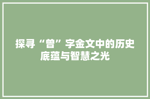 探寻“曾”字金文中的历史底蕴与智慧之光