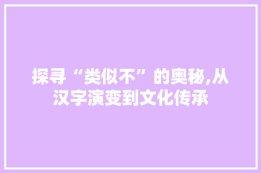 探寻“类似不”的奥秘,从汉字演变到文化传承