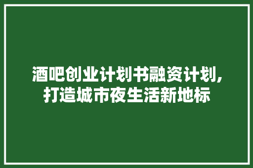 酒吧创业计划书融资计划,打造城市夜生活新地标