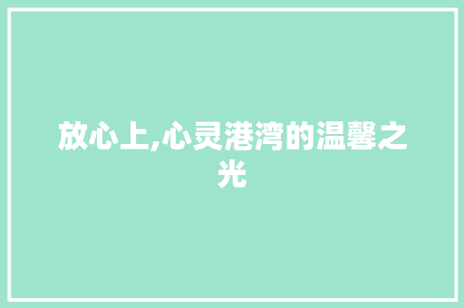 放心上,心灵港湾的温馨之光 特写稿