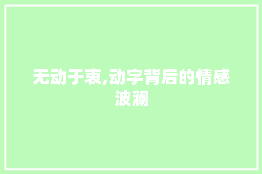 无动于衷,动字背后的情感波澜