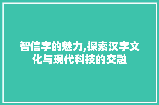 智信字的魅力,探索汉字文化与现代科技的交融
