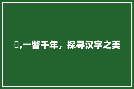 暼,一瞥千年，探寻汉字之美