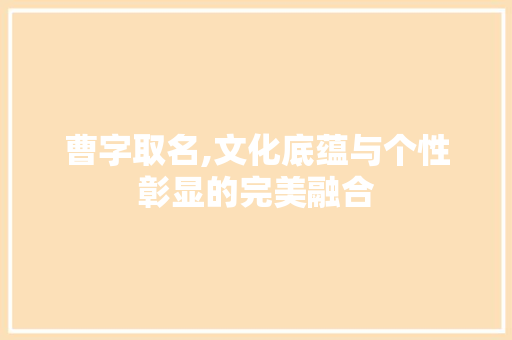 曹字取名,文化底蕴与个性彰显的完美融合