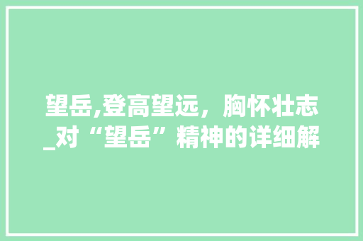 望岳,登高望远，胸怀壮志_对“望岳”精神的详细解读 特写稿