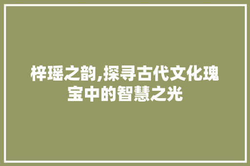 梓瑶之韵,探寻古代文化瑰宝中的智慧之光