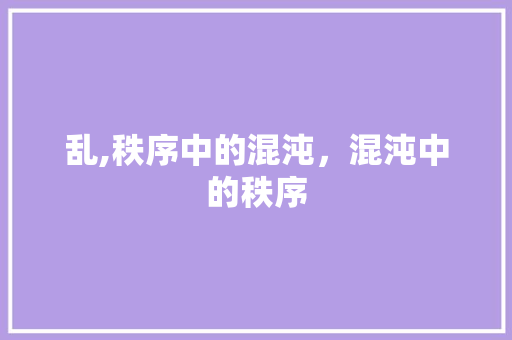 乱,秩序中的混沌，混沌中的秩序