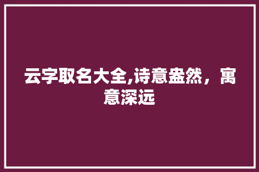 云字取名大全,诗意盎然，寓意深远