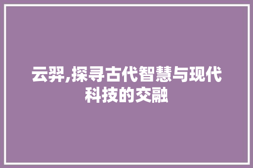 云羿,探寻古代智慧与现代科技的交融