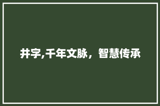 井字,千年文脉，智慧传承 生活类