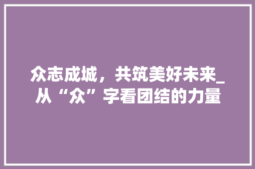 众志成城，共筑美好未来_从“众”字看团结的力量 工作报告