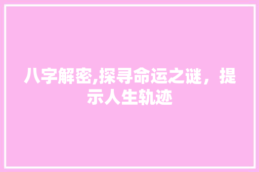 八字解密,探寻命运之谜，提示人生轨迹
