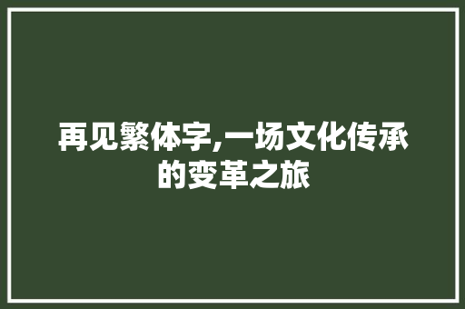 再见繁体字,一场文化传承的变革之旅