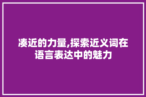凑近的力量,探索近义词在语言表达中的魅力