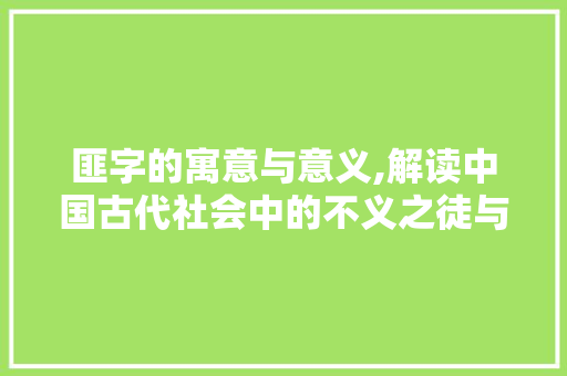 匪字的寓意与意义,解读中国古代社会中的不义之徒与法治精神
