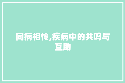 同病相怜,疾病中的共鸣与互助