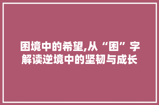 困境中的希望,从“困”字解读逆境中的坚韧与成长 生活类