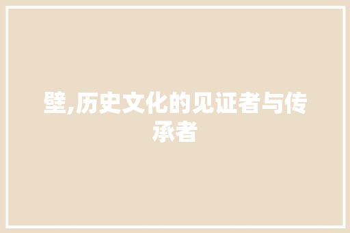 壁,历史文化的见证者与传承者