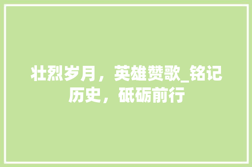 壮烈岁月，英雄赞歌_铭记历史，砥砺前行