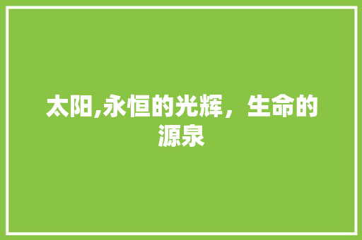 太阳,永恒的光辉，生命的源泉 商业文稿