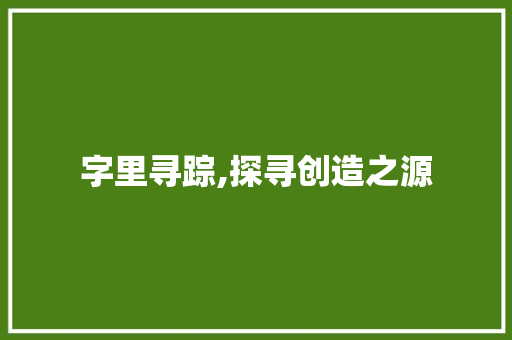 字里寻踪,探寻创造之源