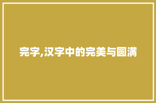 完字,汉字中的完美与圆满