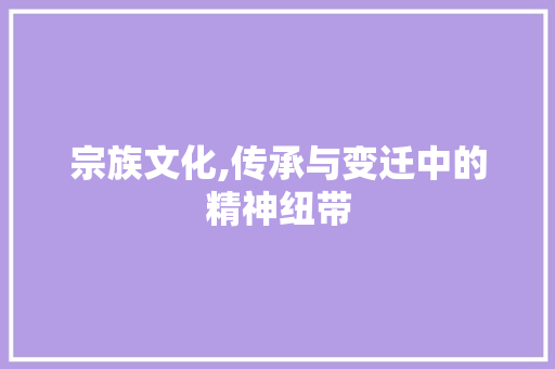 宗族文化,传承与变迁中的精神纽带