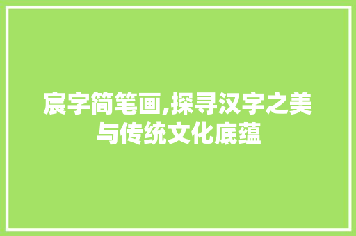 宸字简笔画,探寻汉字之美与传统文化底蕴 生活类
