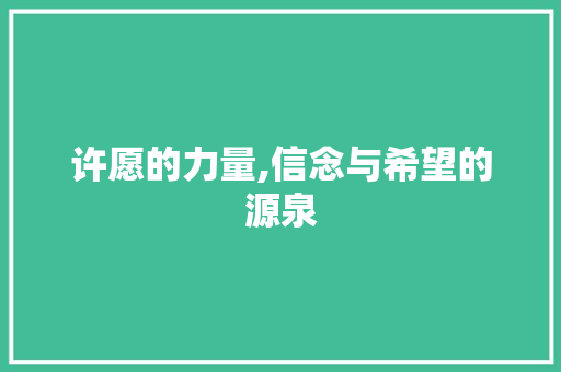 许愿的力量,信念与希望的源泉 生活随笔