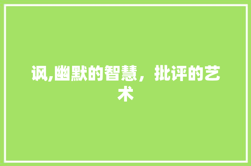 讽,幽默的智慧，批评的艺术 采访稿