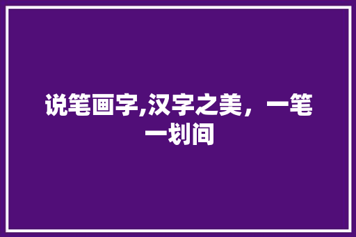 说笔画字,汉字之美，一笔一划间