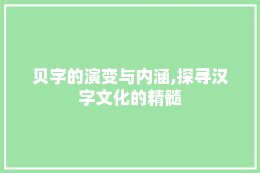 贝字的演变与内涵,探寻汉字文化的精髓