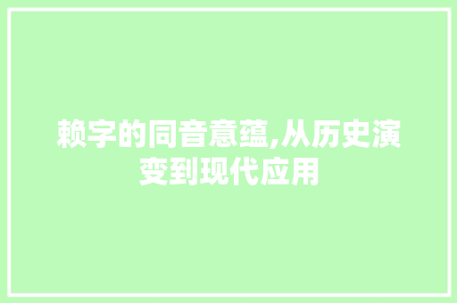 赖字的同音意蕴,从历史演变到现代应用