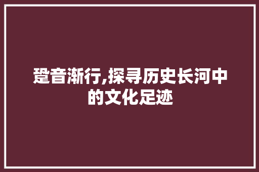 跫音渐行,探寻历史长河中的文化足迹 生活感悟