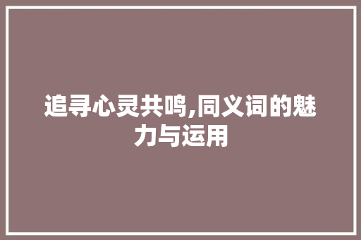 追寻心灵共鸣,同义词的魅力与运用