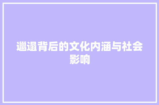 邋遢背后的文化内涵与社会影响