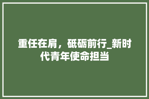 重任在肩，砥砺前行_新时代青年使命担当