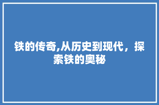 铁的传奇,从历史到现代，探索铁的奥秘