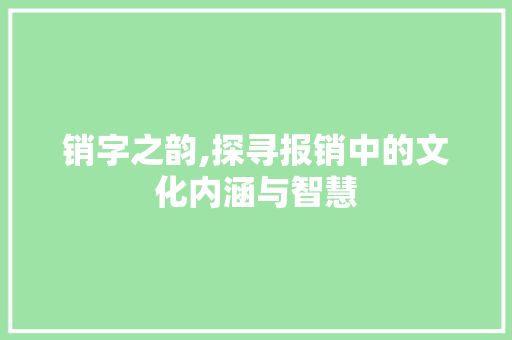 销字之韵,探寻报销中的文化内涵与智慧