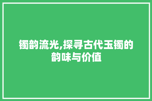 镯韵流光,探寻古代玉镯的韵味与价值