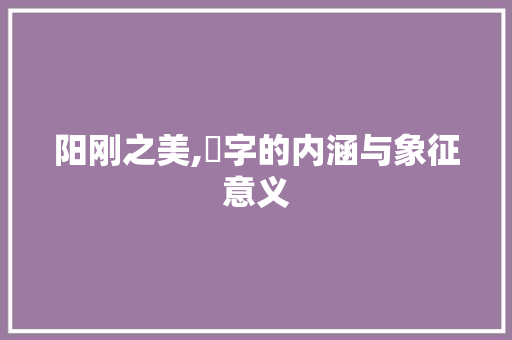 阳刚之美,陽字的内涵与象征意义